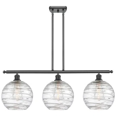 Innovations Lighting Athens Deco Swirl 36 1/2"w Black And Clear Glass Led Island Pendant