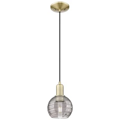 Innovations Lighting Athens Deco Swirl 6"w Antique Brass Cord Mini Pendant W/ Smoke Shade
