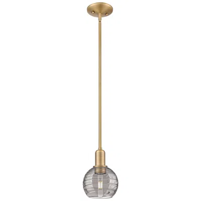 Innovations Lighting Athens Deco Swirl 6"w Brass Stem Mini Pendant W/ Smoke Shade