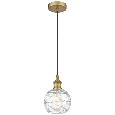 Innovations Lighting Athens Deco Swirl 6"w Brushed Brass Mini Pendant W/ Clear Shade