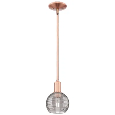 Innovations Lighting Athens Deco Swirl 6"w Copper Stem Mini Pendant With Light Smoke Shade In Multi