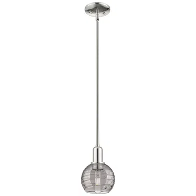 Innovations Lighting Athens Deco Swirl 6"w Nickel Stem Mini Pendant W/ Light Smoke Shade