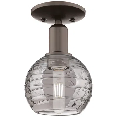 Innovations Lighting Athens Deco Swirl 6"w Oiled Bronze Semi.flush W/ Smoke Swirl Shade