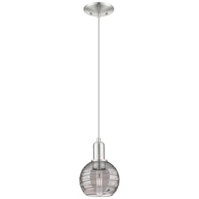 Innovations Lighting Athens Deco Swirl 6"w Satin Nickel Cord Mini Pendant W/ Smoke Shade In Gray
