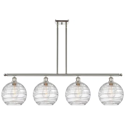 Innovations Lighting Athens Deco Swirl 8" 4 Light 48" Led Island Light - Polished Nick In Gray