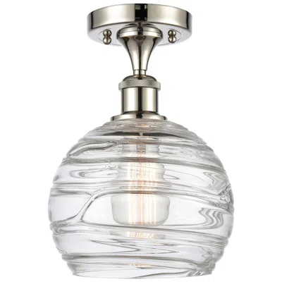 Innovations Lighting Athens Deco Swirl  8" Led Semi-flush - Polished Nickel - Clear Deco Sw