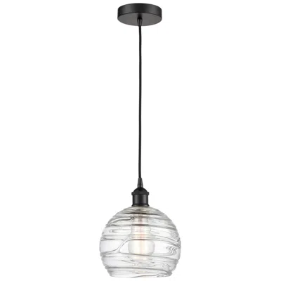 Innovations Lighting Athens Deco Swirl 8" Wide Black And Clear Glass Mini Pendant