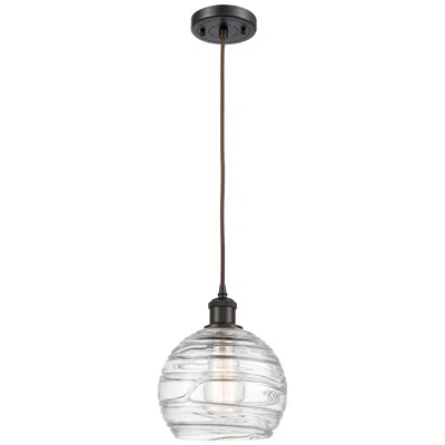 Innovations Lighting Athens Deco Swirl 8"w Bronze And Clear Glass Led Mini Pendant