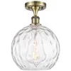 Innovations Lighting Athens Water Glass  10" Semi-flush Mount - Brass - Clear Water Glass In Gold