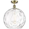Innovations Lighting Athens Water Glass  14" Led Semi-flush Mount - Brass - Clear Water Glass In Gold
