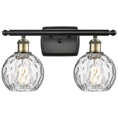 Innovations Lighting Athens Water Glass 2 Light 16" Led Bath Light - Black Brass - Clear Sh