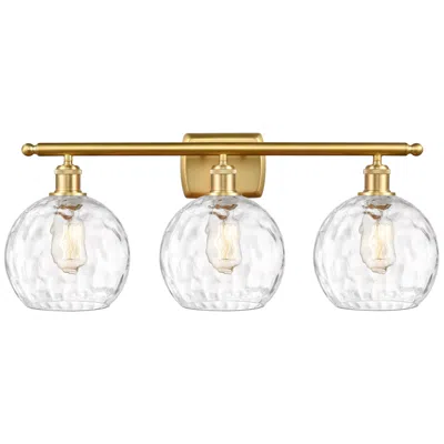Innovations Lighting Athens Water Glass 28"w Satin Gold 3-light Vanity Bath Light