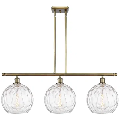 Innovations Lighting Athens Water Glass 3 Light 37" Island Light - Brass  - Clear Water Gla