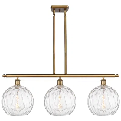 Innovations Lighting Athens Water Glass 3 Light 37" Island Light - Brushed Brass  - Clear