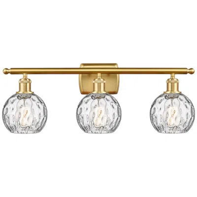 Innovations Lighting Athens Water Glass 6" 3 Light 26" Bath Light - Satin Gold - Clear