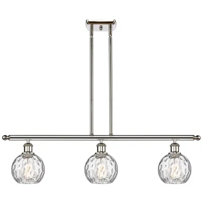 Innovations Lighting Athens Water Glass 6" 3 Light 36" Island Light - Polished Nickel