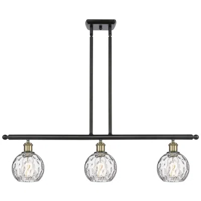 Innovations Lighting Athens Water Glass 6" 3 Light 36" Led Island Light - Black Brass