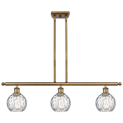 Innovations Lighting Athens Water Glass 6" 3 Light 36" Led Island Light - Brushed Bras