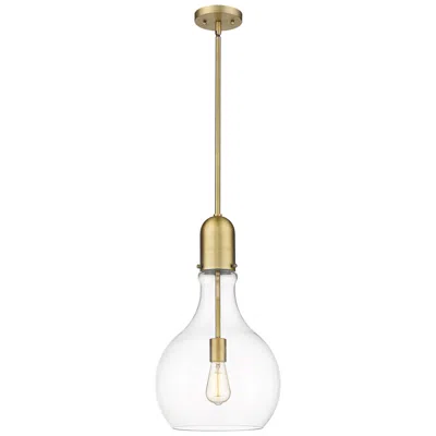 Innovations Lighting Auralume Amherst 12" Brushed Brass Mini Pendant W/ Clear Shade