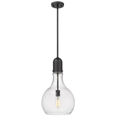 Innovations Lighting Auralume Amherst 12" Led Mini Pendant - Matte Black - Seedy Shade