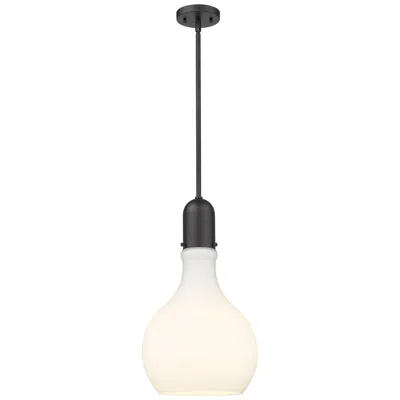 Innovations Lighting Auralume Amherst 12" Matte Black Mini Pendant W/ Matte White Shade