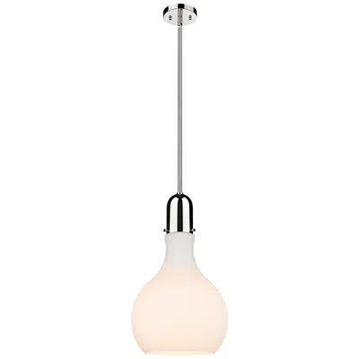 Innovations Lighting Auralume Amherst 12" Mini Pendant - Polished Nickel - Matte White Shad