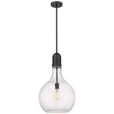 Innovations Lighting Auralume Amherst 14" Matte Black Pendant W/ Seedy Shade