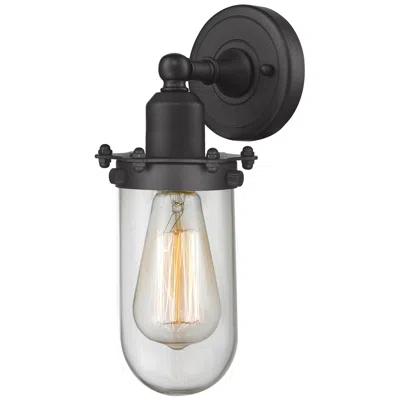 Innovations Lighting Austere Centri 11.5" High Matte Black Sconce W/ Clear Shade