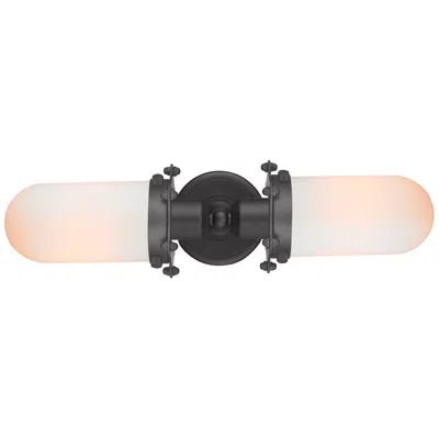 Innovations Lighting Austere Centri 22"w 2 Light Matte Black Bath Vanity Light W/ White Sha