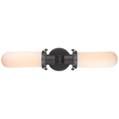 Innovations Lighting Austere Centri 22"w 2 Light Matte Black Bath Vanity Light W/ White Sha