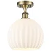 Innovations Lighting Ballston 10" Wide Antique Brass Semi-flush Mount With White Venetian S In Gold