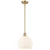 Innovations Lighting Ballston 10" Wide Satin Gold Stem Hung Mini Pendant W/ White Venetian In Gold