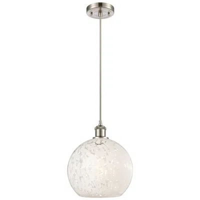 Innovations Lighting Ballston 10"w Satin Nickel Corded Mini Pendant W/ White Mouchette Shad