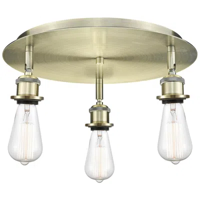 Innovations Lighting Ballston 11.75" Wide 3 Light Antique Brass Flush Mount