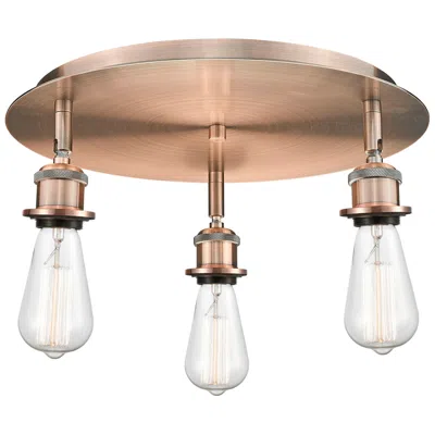 Innovations Lighting Ballston 11.75" Wide 3 Light Antique Copper Flush Mount