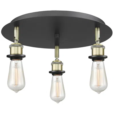 Innovations Lighting Ballston 11.75" Wide 3 Light Black Antique Brass Flush Mount