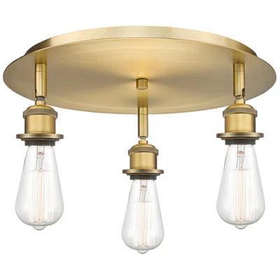 Innovations Lighting Ballston 11.75" Wide 3 Light Brushed Brass Flush Mount