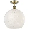 Innovations Lighting Ballston 12" Wide Antique Brass Semi-flush Mount With White Mouchette In White