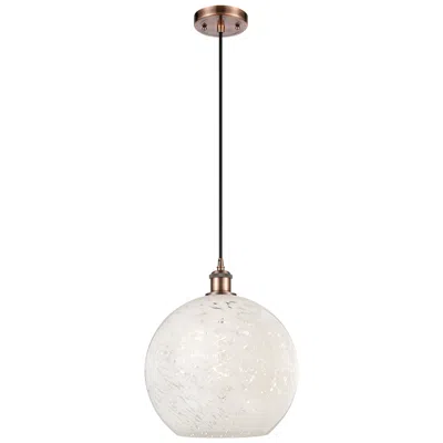 Innovations Lighting Ballston 12" Wide Antique Copper Cord Hung Pendant W/ White Mouchette