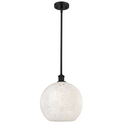 Innovations Lighting Ballston 12" Wide Matte Black Stem Hung Pendant With White Mouchette S