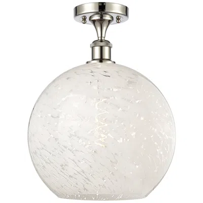 Innovations Lighting Ballston 12" Wide Polished Nickel Semi-flush Mount W/ White Mouchette