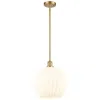 Innovations Lighting Ballston 12" Wide Satin Gold Stem Hung Pendant With White Venetian Sha In White