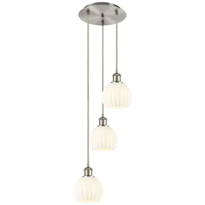 Innovations Lighting Ballston 12.5"w 3 Light Satin Nickel Corded Multi Pendant W/ Venetian In White
