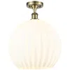 Innovations Lighting Ballston 13.75" Wide Antique Brass Semi-flush Mount W/ White Venetian In Gold