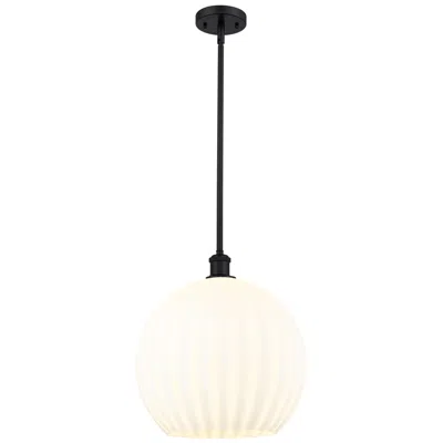 Innovations Lighting Ballston 13.75" Wide Matte Black Stem Hung Pendant W/ White Venetian S