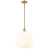 Innovations Lighting Ballston 13.75" Wide Satin Gold Stem Hung Pendant With White Venetian In White