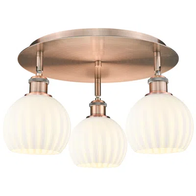 Innovations Lighting Ballston 17.75"w 3 Light Antique Copper Flush Mount W/ White Venetian