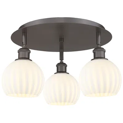 Innovations Lighting Ballston 17.75"w 3 Light Oiled Bronze Flush Mount W/ White Venetian Sh In Black