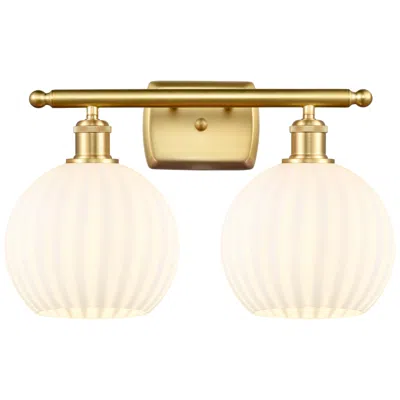 Innovations Lighting Ballston 18" Wide 2 Light Satin Gold Bath Light With White Venetian Sh