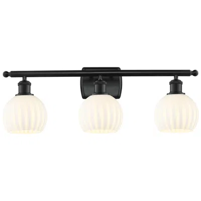 Innovations Lighting Ballston 26" Wide 3 Light Matte Black Bath Light With White Venetian S